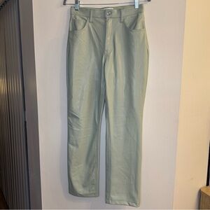 Abercrombie & Fitch 90s Straight Ultra High Rise Green Vegan Leather Pants NWT